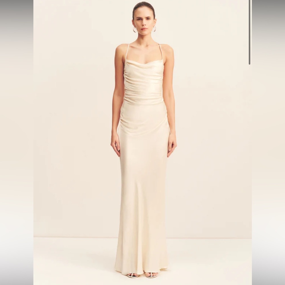 Shona Joy La Lune Lace Back Maxi Dress - Cream, Size 4